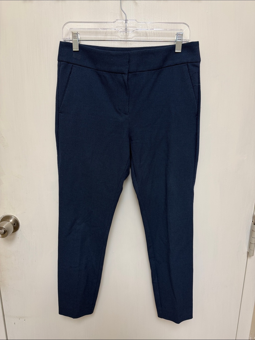 LOFT Navy Textured Slim Ankle Pants